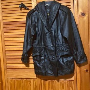 Very nice leather jacket with hoodie from my closet